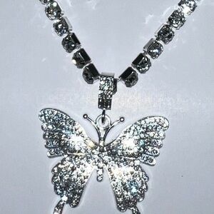 Butterfly Necklace crystal rhinestones